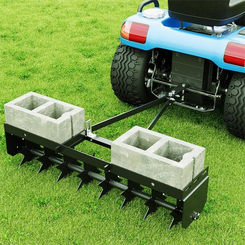DURAFORCE 32 Inch Tow Behind Spike Aerator Tractor Lawn Soil Aerator w/ Steel Spike Disks