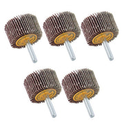DURAFORCE 5 Pack 1-1/2" x 1" x 1/4" Shank Mounted Flap Wheels 60 Grit Aluminum Oxide