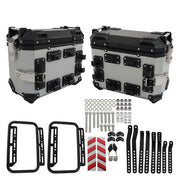 DURAFORCE Silver 36L Motorcycle Side Case Hard Saddlebag Box Trunk Tour with Support Racks