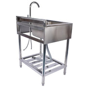 DURAFORCE 28.3in Stainless Steel Silver Sink, Free Standing Laundry Sink with Washboard