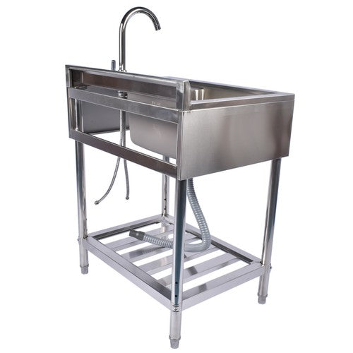 DURAFORCE 28.3in Stainless Steel Silver Sink, Free Standing Laundry Sink with Washboard