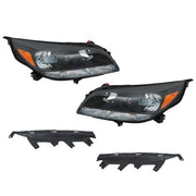 DURAFORCE Projector Headlights Halogen Black Housing For Chevy Malibu 2013-2016 Left&Right
