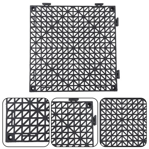 DURAFORCE 50Pack 12 x12in Interlocking Drainage Floor Tile Modular Interlocking Tile Black