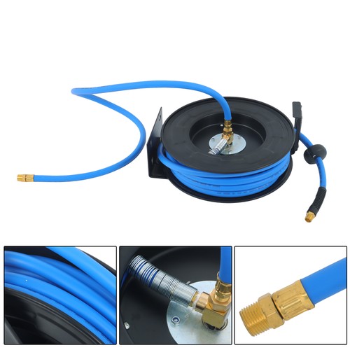 DURAFORCE 1/2" x 50' Max 300PSI Premium Rubber Hose, Heavy Duty Steel Air Hose Reel