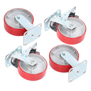 DURAFORCE 6" X 2" Industrial Casters - 2 Fixed and 2 Swivel Caster Wheels with Brakes