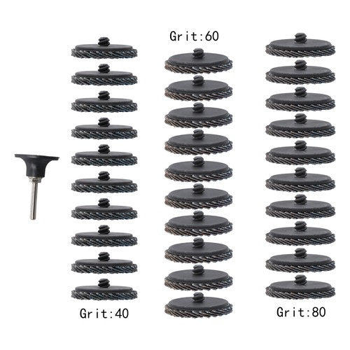 DURAFORCE 30 PCS 2 Inch Mixed Curved Roll Lock Quick Change Sanding Discs 40/60/80 Grit