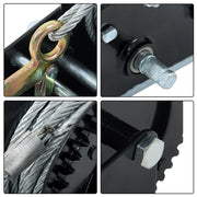 DURAFORCE Winch Steel+Polyester Black 3500lbs 33ft 4:1/8:1 26mm Hook Bidirectional Ratchet