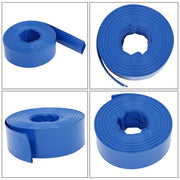 DURAFORCE 3" x 100 ft Blue PVC Lay Flat Water Discharge Pump Hoses，With 2 Clamps