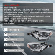 DURAFORCE Halogen Front Headlight Lamps Chrome For Toyota Corolla 2014-16 Left+Right Side