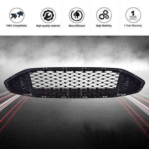 DURAFORCE Front Honeycomb Trim Black Plastic Grille Grill For Ford Fusion 2017 2018