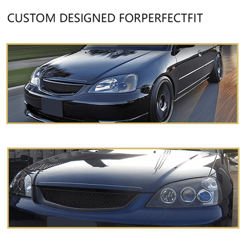 DURAFORCE Front Bumper Upper Grill Mesh Hood Grille For 2001-2003 Honda Civic JDM Type R