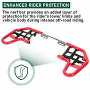 DURAFORCE Aluminum Nerf Bars Red Bar Black Nets For 2020-24 Honda TRX 250EX 250X Pair set