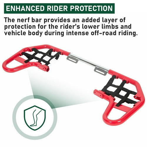 DURAFORCE Aluminum Nerf Bars Red Bar Black Nets For 2020-24 Honda TRX 250EX 250X Pair set