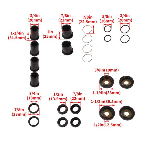 Front Rear A Arm Bushings Shaft Kit Galvanized for Honda Rincon 650 680 2003-2022