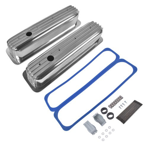 DURAFORCE Finned Aluminum Tall Valve Covers w/ Center Bolt for Chevy SBC 5.0L-5.7L 350 450