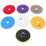 DURAFORCE 7PCS 4 Inch Set Wet Dry Diamond Polishing Pads For Granite Concrete Marble Stone