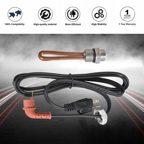 DURAFORCE Engine Block Heater Element & Cable Cord 6B018 For 2003-10 F250 F350 F450