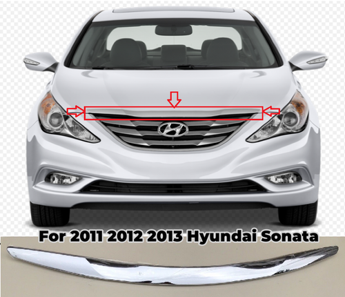 DURAFORCE Upper Front Hood Molding Trim for 2011-2013 for Hyundai Sonata Sedan Chrome