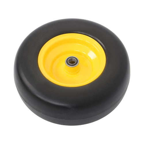 DURAFORCE 2Pcs 13x5.00-6 Flat Free Lawn Mower Tire And Wheel Solid Smooth Tread Yellow Rim