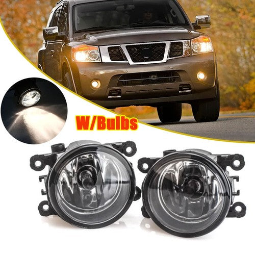 DURAFORCE Fog Lights For Nissan Armada 2008-2015 Clear Lens Bumper Lamp W/Bulbs RH LH Pair