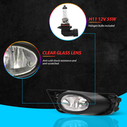 DURAFORCE Bumper Fog Lights Driving Lamps w/Switch for 2009-2011 Honda Civic 4-Door Sedan