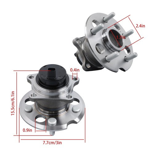 DURAFORCE FWD 2pcs Rear Wheel Bearing and Hubs Assembly For Toyota Sienna 2004 - 2010