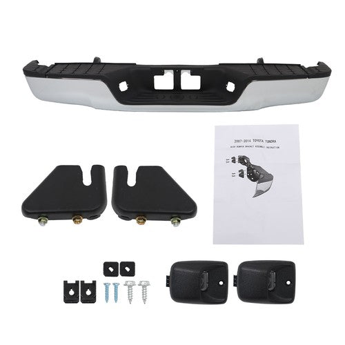 DURAFORCE Fit For Toyota Tundra 2007-2013 Chrome Complete Steel Rear Bumper W/ Hardware