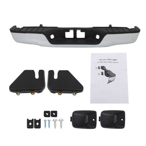 DURAFORCE Fit For Toyota Tundra 2007-2013 Chrome Complete Steel Rear Bumper W/ Hardware