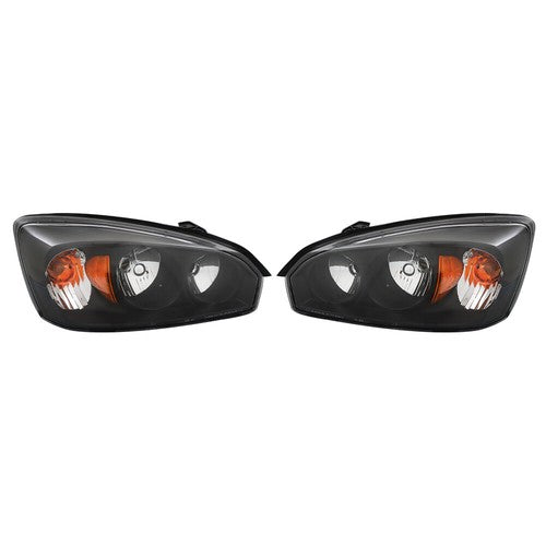 DURAFORCE RH & LH Headlights Headlamps Housing Halogen Black For Chevy Malibu 2004-2008