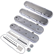 DURAFORCE 2Pcs Aluminum finned Valve Covers w/ Coil Mounts 241-181 For Chevy LS - Polished
