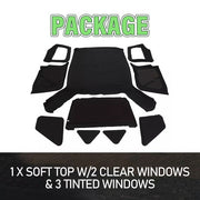 DURAFORCE 6pcs For 97-06 Jeep Wrangler TJ Replacement Front & Rear Soft Top + Upper Skins