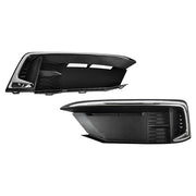 DURAFORCE Front Fog Light Lamp Covers W/Chrome For 2019-2021 Honda Civic Coupe/Sedan LH&RH
