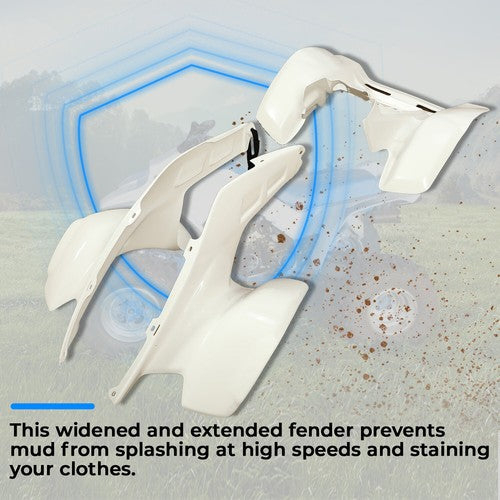 For Honda TRX 250R 1986 1989 White Front Rear Fender Set Plastics Kit
