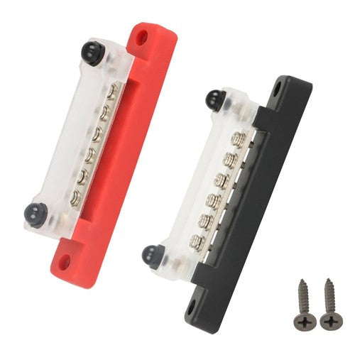 DURAFORCE Bus Bar Power Distribution Terminal Block Red & Black 6 Way 48V 150A Busbar