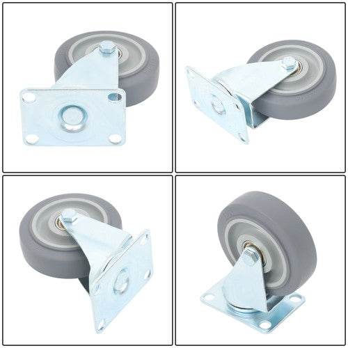 DURAFORCE 4 Pack Grey With Diagonal Bar 1200 Lbs 4 Inch Swivel Caster Wheels Heavy Duty
