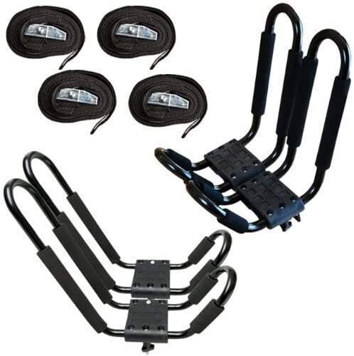DURAFORCE Set of 4 PCS Canoe Boat Kayak Roof Rack Car SUV Truck Top Mount J-Bar Holder