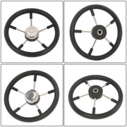 DURAFORCE New Stainless Steel Yach Steering Wheel with PU Foam 5 Spoke 13-7/8 Inch?Black?