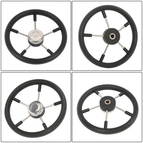 DURAFORCE New Stainless Steel Yach Steering Wheel with PU Foam 5 Spoke 13-7/8 Inch?Black?