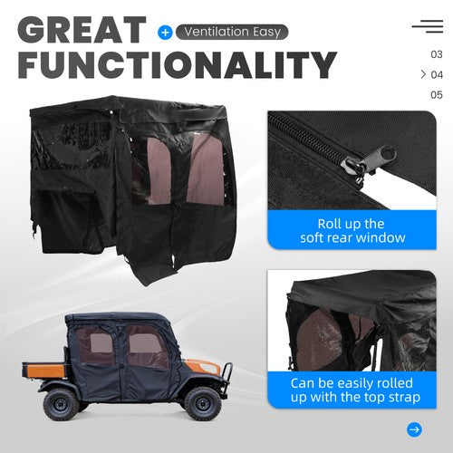 Soft Door Rear Window Roof Combo for 2016-2023 Kubota RTV X1140 Cab Assembly