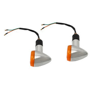 DURAFORCE 2×Amber Chrome Front Rear Turn Signal Blinker Indicator Light Motorcycle