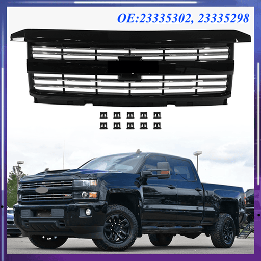 DURAFORCE Front Upper Grille Hood Black Painted for Silverado 2500 HD 3500 HD 2015-2019