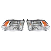 DURAFORCE Headlight For Dodge Ram 1500 2500 3500 2009-2018 Crystal Chrome Housing L+R Pair
