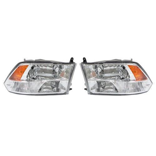 DURAFORCE Headlight For Dodge Ram 1500 2500 3500 2009-2018 Crystal Chrome Housing L+R Pair