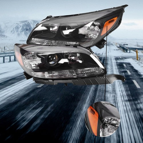 DURAFORCE Projector Headlights Halogen Black Housing For Chevy Malibu 2013-2016 Left&Right