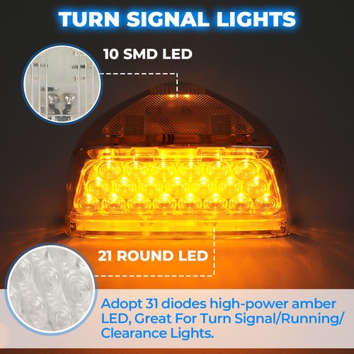 Pair 31 LED For Peterbilt 379 359 Turn Signal Light Amber Clear Lens
