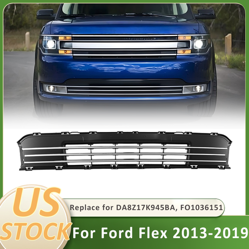 For Ford Flex 2013-2019 Front Bumper Lower Grille Black w/Chrome Trim FO1036151