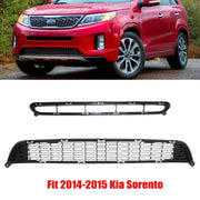 DURAFORCE 2PCS Front Bumper Lower &Center Grille Black Grill Fit For 2014-2015 Kia Sorento