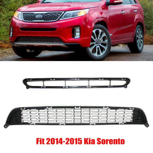 DURAFORCE 2PCS Front Bumper Lower &Center Grille Black Grill Fit For 2014-2015 Kia Sorento
