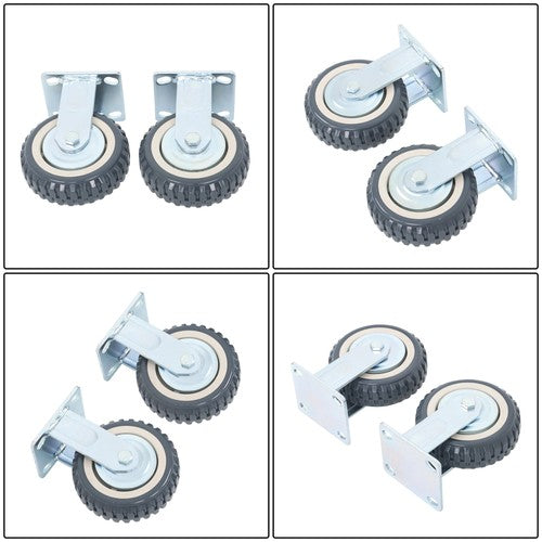 DURAFORCE 4 pieces of gray PU straight wheel polyurethane swivel wheels 2 straight wheels