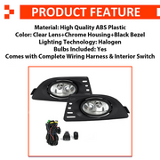 DURAFORCE Front Bumper Clear Fog Lights Lamps Pair w/wiring for 2005-2007 for Acura RSX